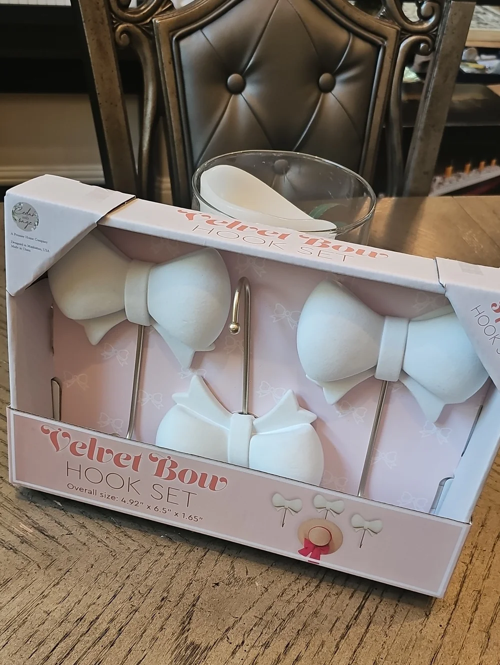 Velvet Bow Hook Set - White Velvet Bow Wall Hooks (Set of 3) NWT